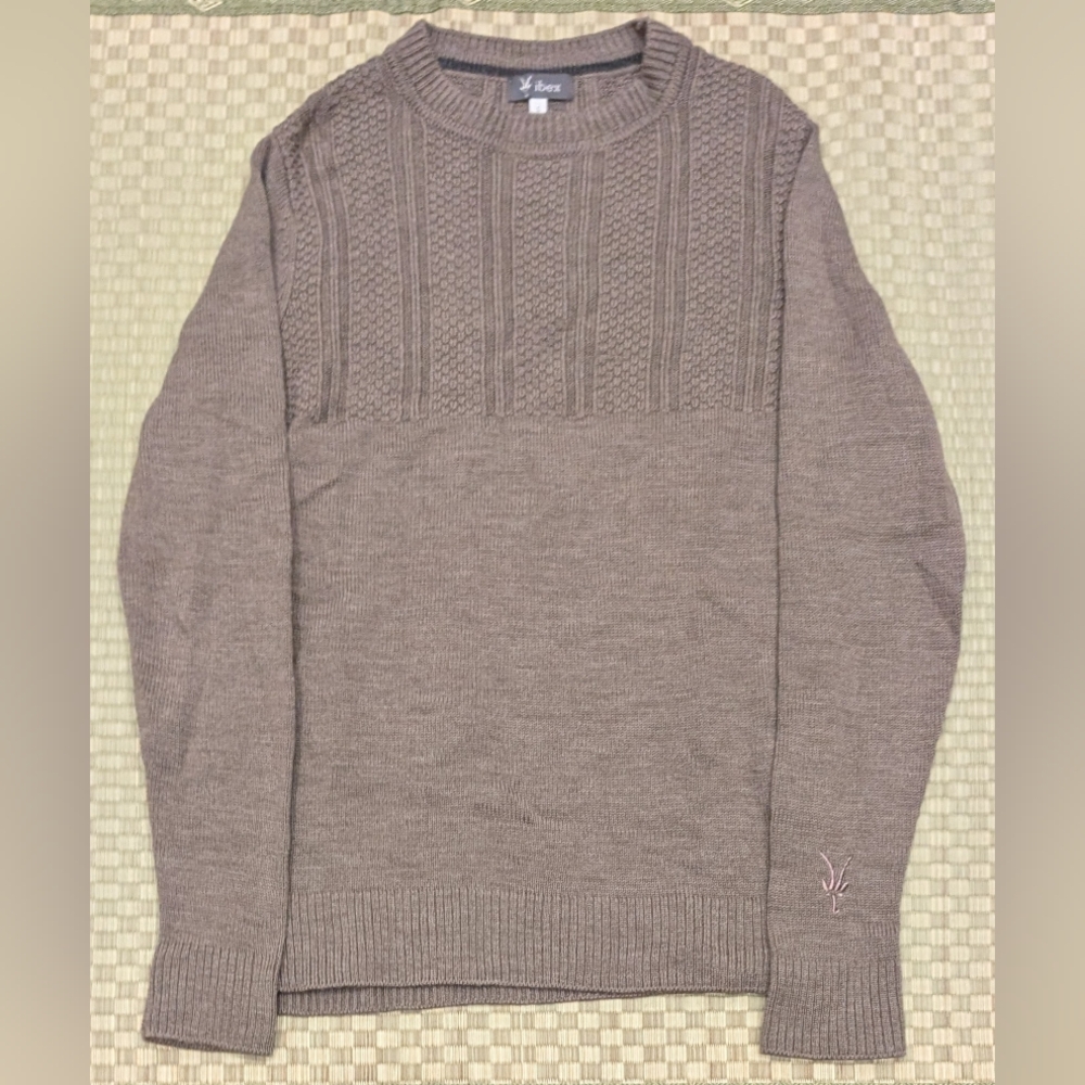 Ibex 100% Merino Wool Cooper Sweater Light Brown Men's Size Small